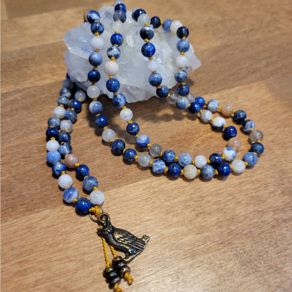 Handmade Mala Necklace with Owl Charm